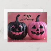 Halloween-Grüße-Karte des Schwarz-Rosa-Glitzer Postkarte (Vorne/Hinten)
