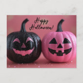 Halloween-Grüße-Karte des Schwarz-Rosa-Glitzer Postkarte (Vorderseite)