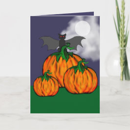 Halloween-Grüße-Karte von Pumpkin & Bat Karte