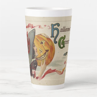 "Halloween Grüße" Kitschige Skurrile Vintage-Karte Milchtasse