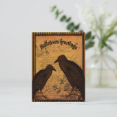 Halloween Grüße - Krähen Postkarte (Stehend Vorderseite)