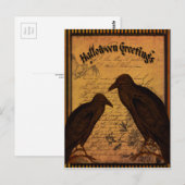 Halloween Grüße - Krähen Postkarte (Vorne/Hinten)