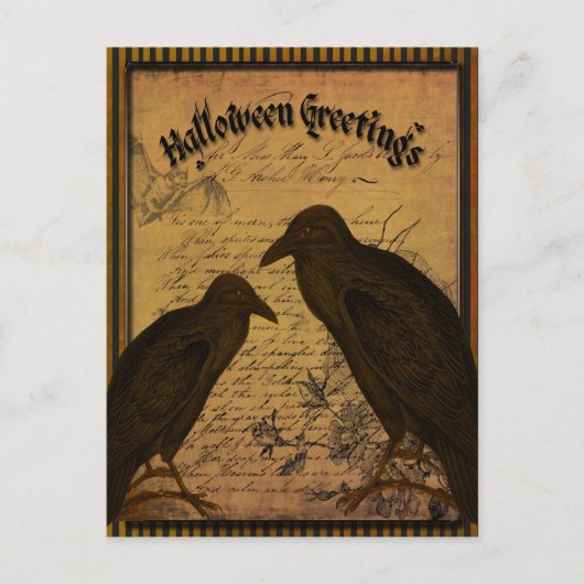 Halloween Grüße - Krähen Postkarte (Vorderseite)