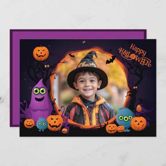 Halloween-Grüße mit individueller Fotokarte Karte (Vorne/Hinten)