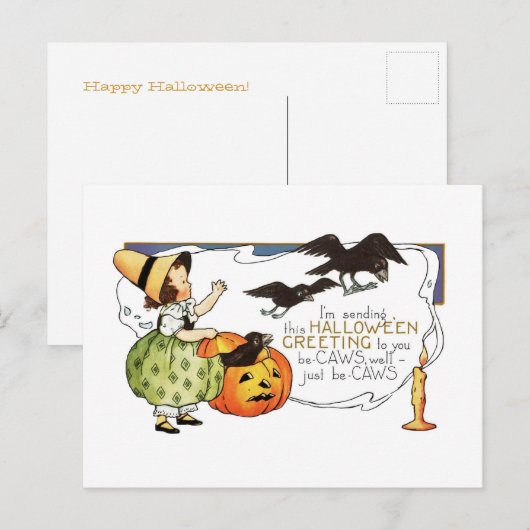 Halloween-Grüße Postkarte (Vorne/Hinten)