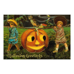 Halloween-Grüße - Vintage-Spooly-Postkarte Fotodruck