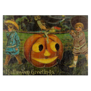 Halloween-Grüße - Vintage-Spooly-Postkarte Schneidebrett