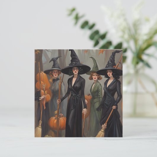 Halloween Grüße von Euren lokalen Hexen Coven Einladung (Stehend Vorderseite)