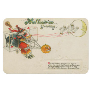 Halloween Grußflugzeug Hexe Vintag Magnet