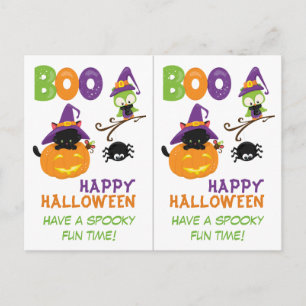 Halloween-Grußkarte für Grundschullehrer mit Kätzc Postkarte