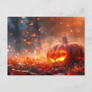 Halloween-Grußkarte gruseliger Kürbis Postkarte