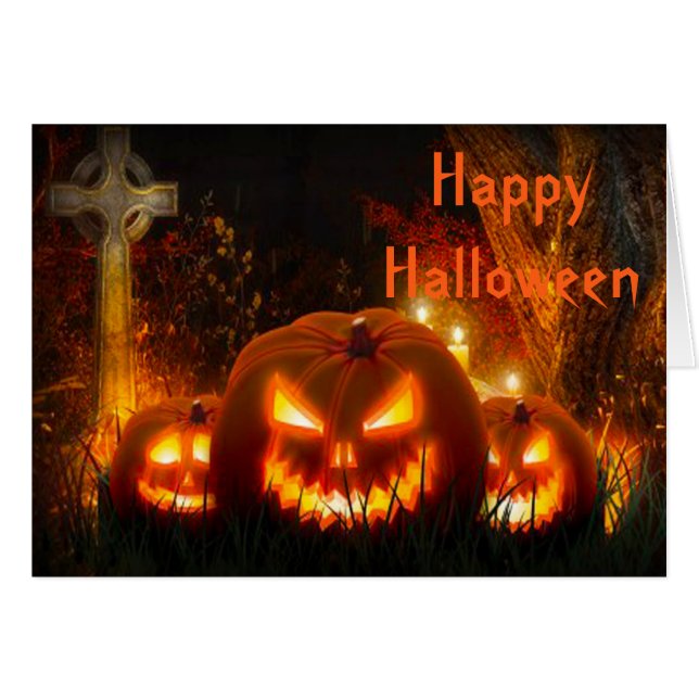 Halloween Grußkarte/Jack-o-Laterne (Vorderseite (Horizontal))