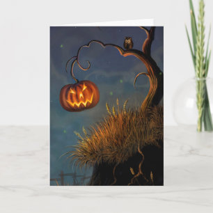 Halloween-Grußkarte/Kürbis und Eule Karte