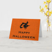 Halloween Grußkarte mit Fliegender Hexe Karte (Gelbe Blume)