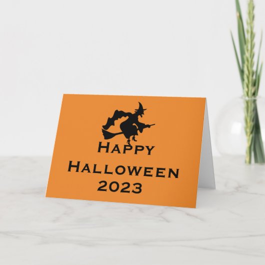 Halloween Grußkarte mit Fliegender Hexe Karte (Vorderseite)