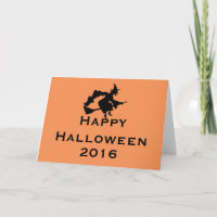 Halloween-Grußkarte mit fliegender Hexe