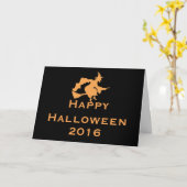 Halloween Grußkarte mit Fliegender Hexe Karte (Gelbe Blume)