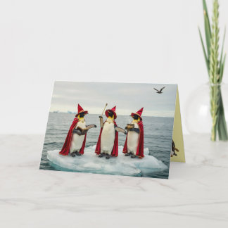 Halloween-Grußkarte mit Pinguin-Hexe Feiertagskarte