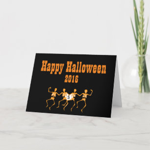 Halloween-Grußkarte mit tanzenden Totenköpfen Karte