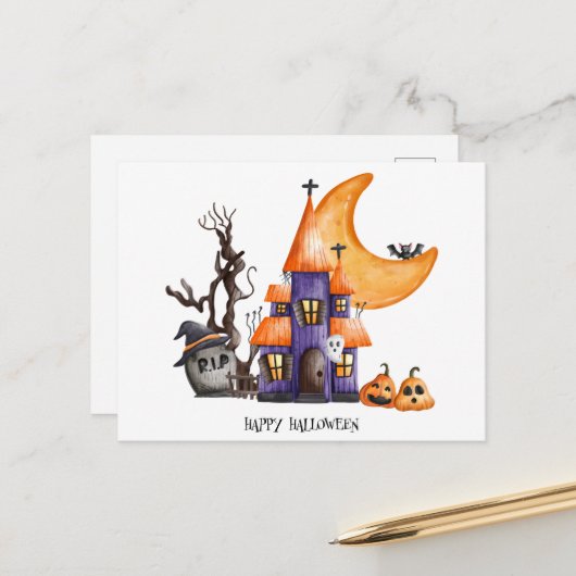 Halloween-Grußkarte Postkarte (Vorderseite/Rückseite Beispiel)