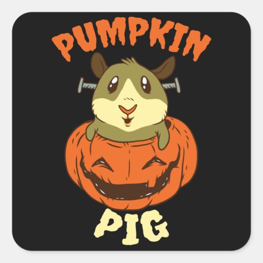 Halloween Guinea Pig Pumpkin Quadratischer Aufkleber (Vorderseite)