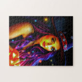 Halloween Gute Hexe mit Lila Haar Puzzle (Horizontal)