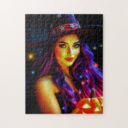 Halloween Gute Hexe mit Lila Haar Puzzle (Vertikal)
