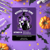 Halloween gute Zeit Hexe und erwachsene Weine Einladung