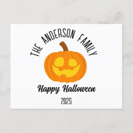Halloween Gwer Pumpkin Face Personalisierter Name Feiertagspostkarte