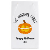 Halloween Gwer Pumpkin Face Personalisierter Name Kleine Geschenktüte (Rückseite)