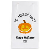 Halloween Gwer Pumpkin Face Personalisierter Name Kleine Geschenktüte (Vorderseite)