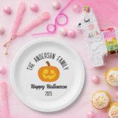 Halloween Gwer Pumpkin Face Personalisierter Name Pappteller (Party)