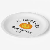 Halloween Gwer Pumpkin Face Personalisierter Name Pappteller (Schrägansicht)