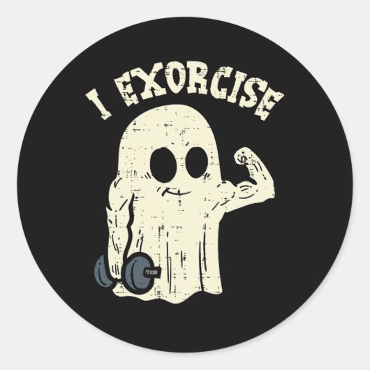 Halloween Gym Ghost I Exorcience Fun Workout Kostü Runder Aufkleber (Vorderseite)