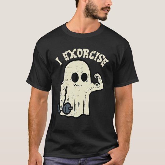 Halloween Gym Ghost I Exorcience Fun Workout Kostü T-Shirt (Vorderseite)