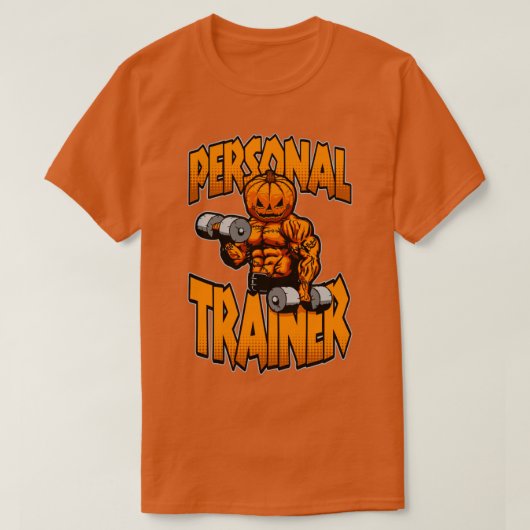 Halloween Gym Personal Trainer Pumpkin Dumbell Fi T-Shirt (Design vorne)