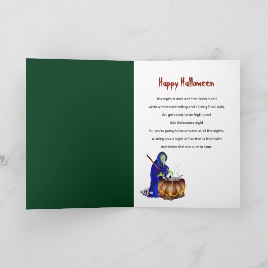 Halloween Haggard Witch Stirring Karte (Innenseite)