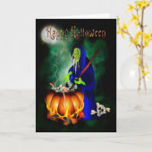 Halloween Haggard Witch Stirring Karte (Gelbe Blume)