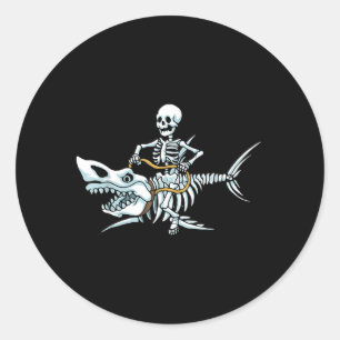 Halloween-Hai-Skelett Lustiger Halloween Runder Aufkleber