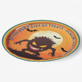 Halloween Hairy Little Monster Trick oder Trete Pappteller (Schrägansicht)
