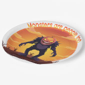 Halloween Hairy Little Monster Trick oder Trete Pappteller (Schrägansicht)