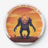 Halloween Hairy Little Monster Trick oder Trete Pappteller (Vorderseite)