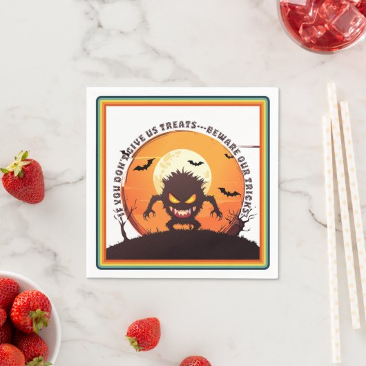 Halloween Hairy Little Monster Trick oder Trete Serviette (Beispiel)