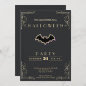 Halloween-Halbpension Black & Gold Black & Gold Ba Einladung (Vorne/Hinten)