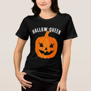 Halloween Hallow Queen Jack-O-Lantern Custom Tri-Blend Shirt