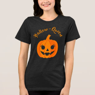 Halloween Hallow Queen Jack-O-Lantern Custom Tri-Blend Shirt