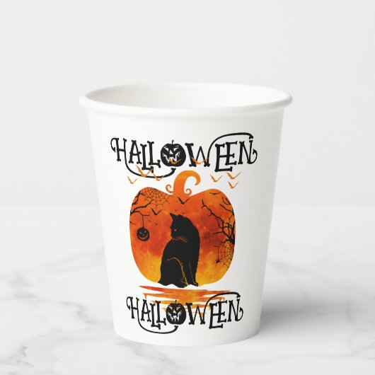 HALLOWEEN HALLOWEEN CAT SCHWARZPUMPKIN PAPPBECHER (Vorderseite)