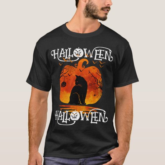 HALLOWEEN HALLOWEEN CAT SCHWARZPUMPKIN T-Shirt (Vorderseite)