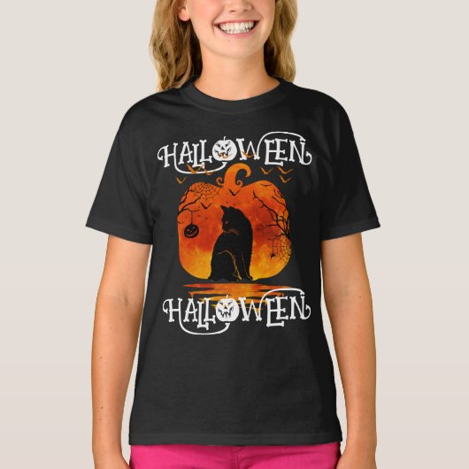 HALLOWEEN HALLOWEEN CAT SCHWARZPUMPKIN T-Shirt (Vorderseite)