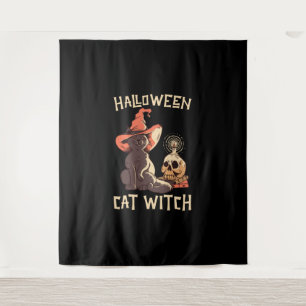 Halloween Halloween Cat Witch Wandteppich